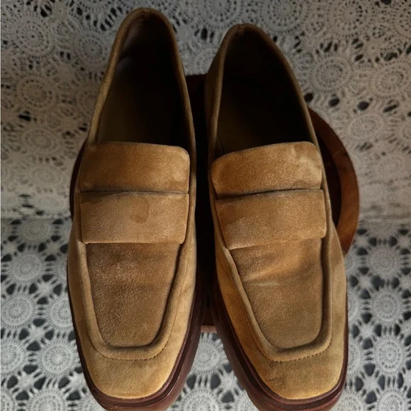 Vince Robin Suede square toe Loafers camel color